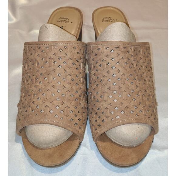Sonoma Vitalize by Ortholite Open Toe Mules Block Heels Carreen Taupe Size 9.5 M - Picture 3 of 10